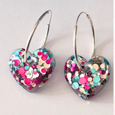 Handmade Sparkling Confetti Heart Earrings